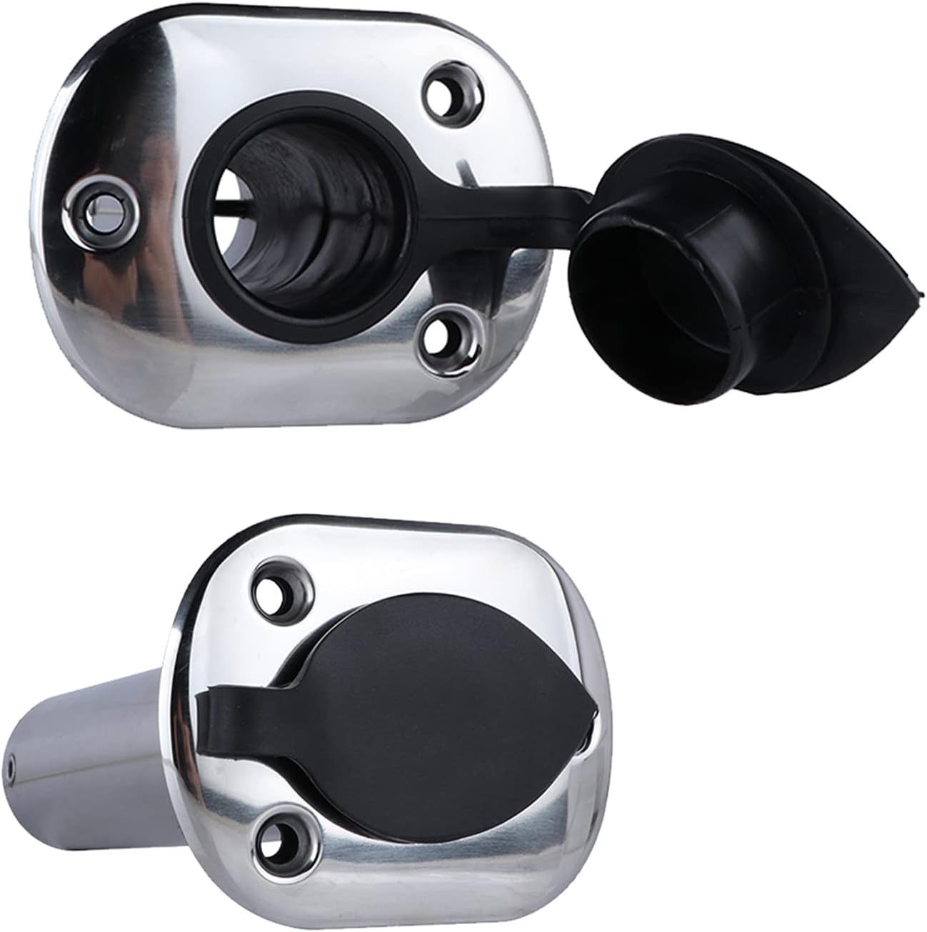 Hoffen 2Pcs Boat Stainless Steel Fishing Rod Holder Flush Mount 15/30/90 Degree with PVC Cap,Inner Tube and Gasket