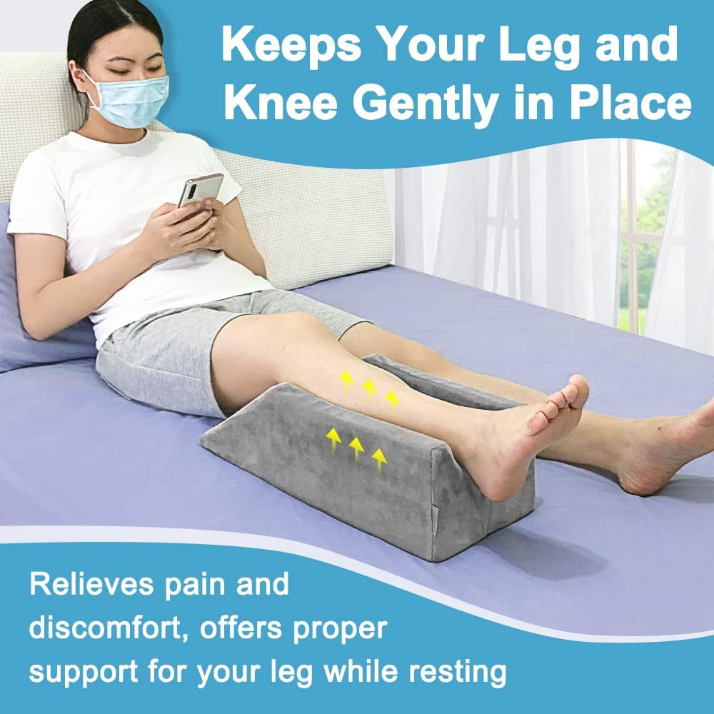 Leg Elevation Wedge Pillow Knee Foam for Sleeping Post Surgery Foot Leg Rest Pillows Knee Support Cushion Medical Elevated Pillow Leg Elevator Bed