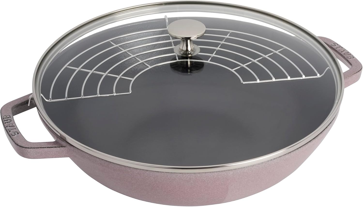 Staub Cast Iron Perfect Pan, Wok, Dutch Oven, 4.5-quart, serves 4-5, Made in France, Dark Blue