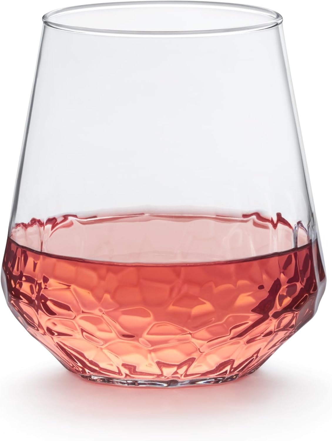 Libbey Classic Blue All-Purpose Stemless Wine Glasses Set 6, Timeless Wine Cups Set of 6, 15.25 Oz, Wine Glass Set for Dinners, Weeknights