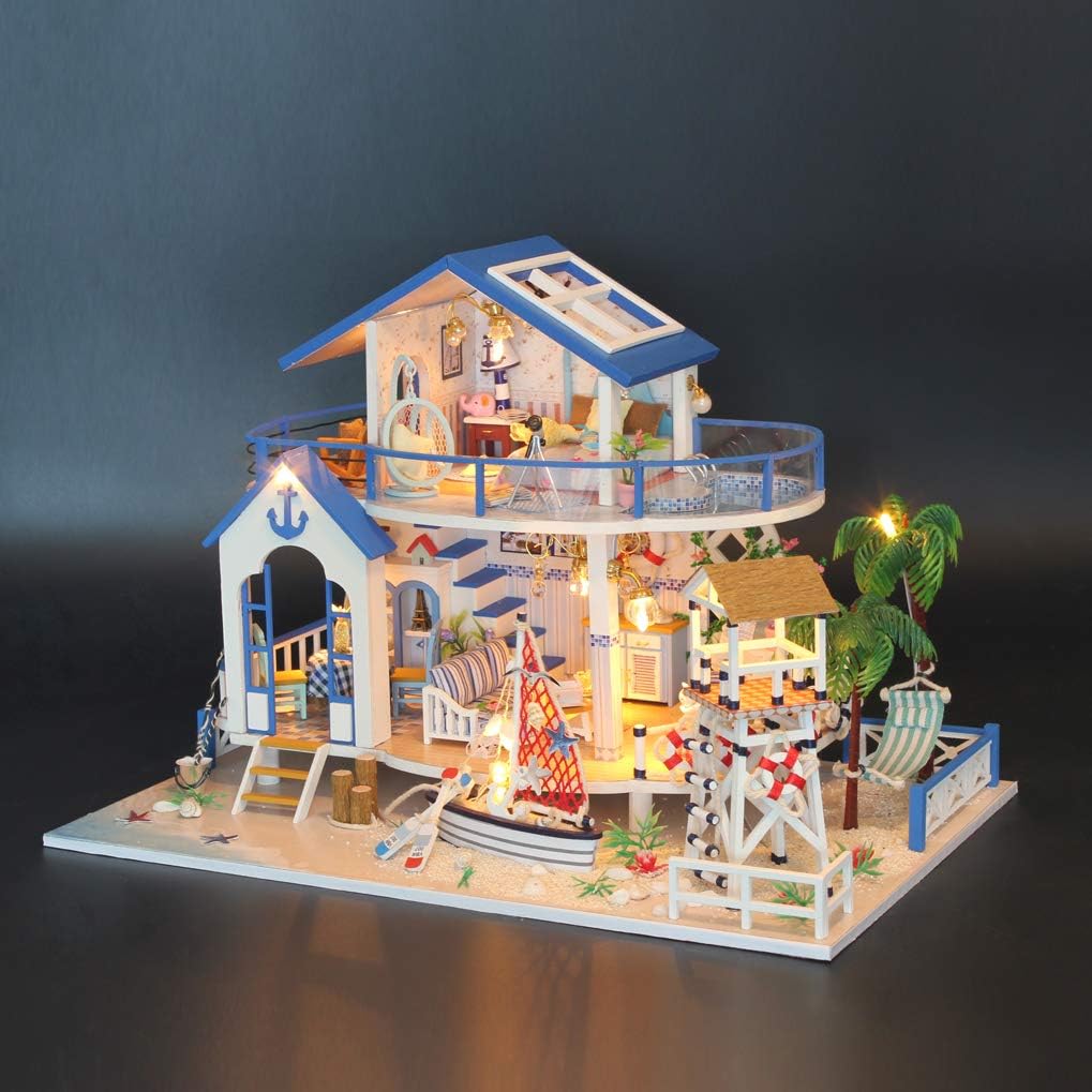 GuDoQi DIY Miniature Dollhouse Kit, Miniature House Kit 1:24 Scale, Tiny House kit with Music and Furniture Kit, Great Gift for Birthday Christmas