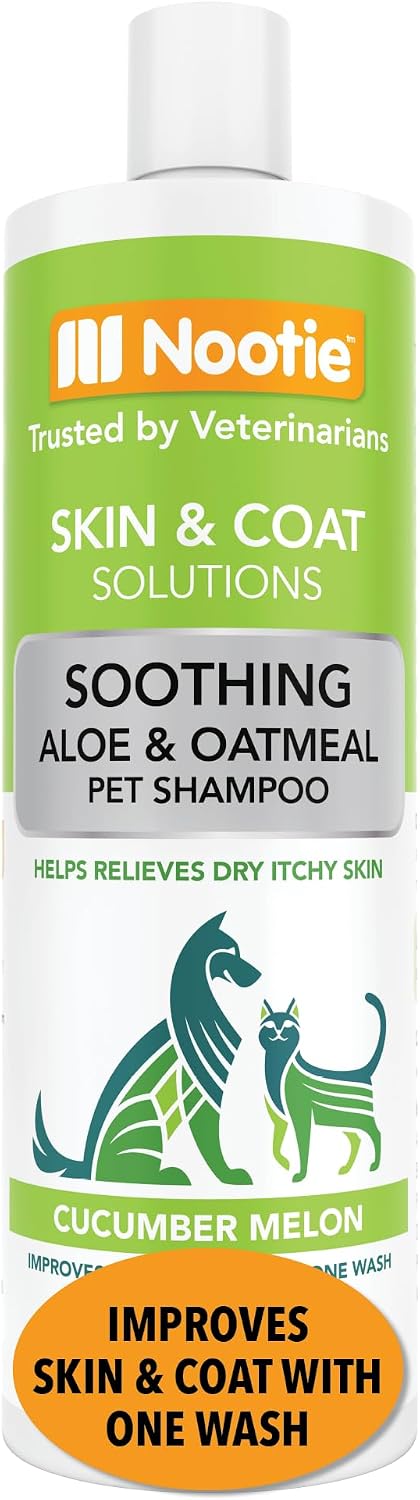 Nootie Cucumber Melon Pet Shampoo for Dogs & Cats, Gentle Oatmeal Formula | 16 oz, dog wash for sensitive skin, helps relieve dry itchy skin for dogs, natural ingredients, cleans & conditions