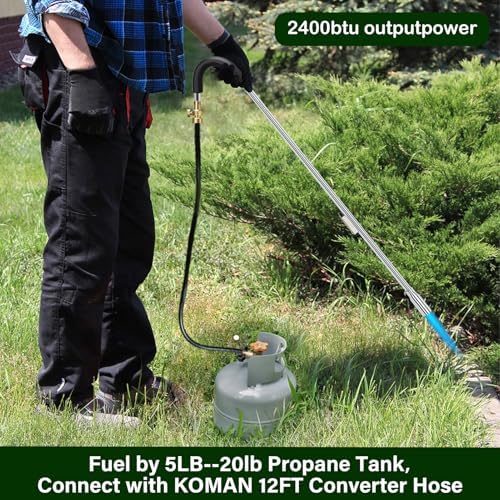 KOMAN Weed Torch Propane Burner, 35" Long Arm, Self-Ignition, Fuel by 1LB /5-40LB Propane Tank, for Roofing, Weeding
