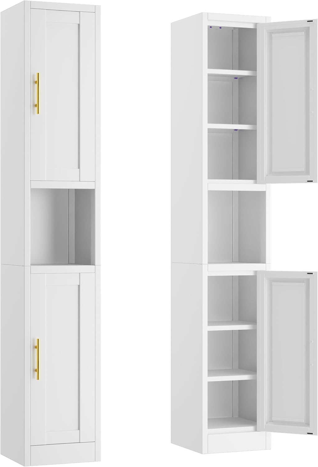Ckzbx Tall Narrow Storage Cabinet 66.93" H Tall Bathroom Cabinet Metal Pantry Cabinets, 4 Adjustable Shelves for Kitchen, Home Office, Living Room, Dinning Room (20 inches Wide White)