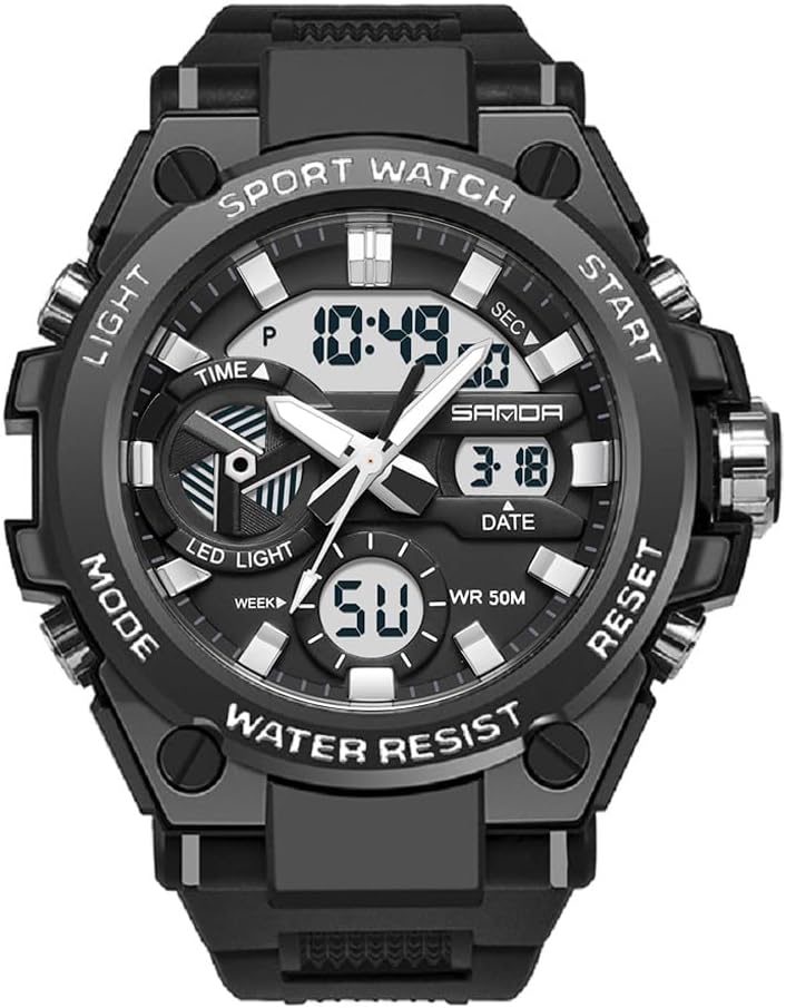 KXAITO Men's Watches Sports Outdoor Waterproof Military Watch Date Multi Function Tactics LED Alarm Stopwatch
