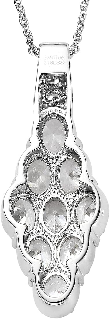 Cubic Zirconia Pendant Necklace in Stainless Steel 20 Inches