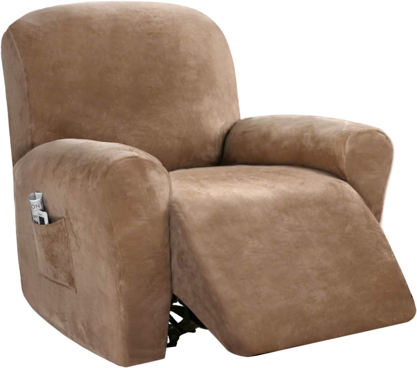 PrinceDeco Recliner Chair Cover Velvet Stretch Recliner Couch Covers 4-Pieces Style Recliner Chair Covers Recliner Cover for Reclining Chair
