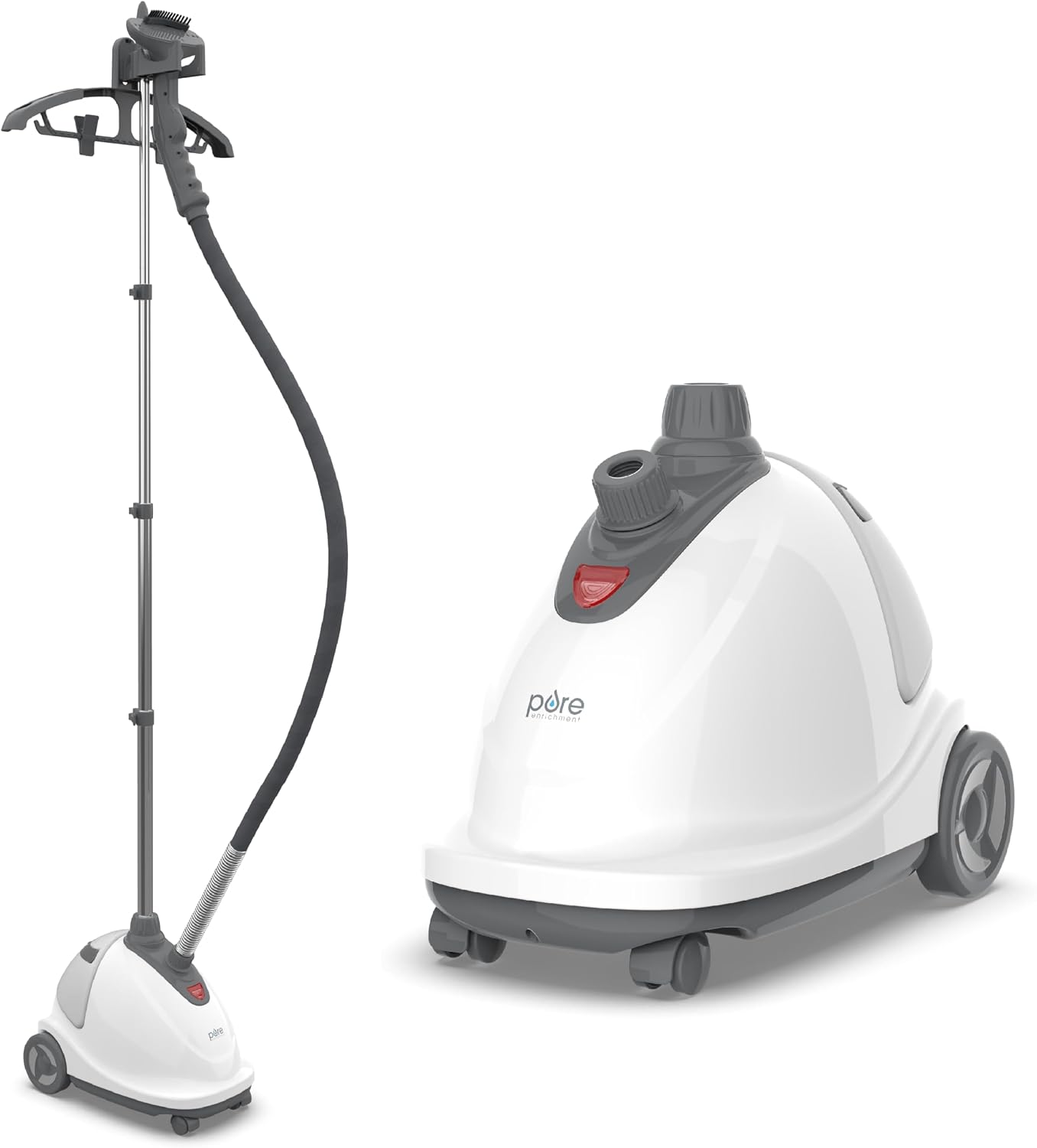 Pure Enrichment PureSteam XL Standing Fabric Steamer - Professional Wrinkle Remover Heats in 45 Seconds, 1/2-Gallon Tank for 1 Hour of Steaming
