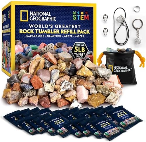 National Geographic Rock Tumbler Refill Kit with 5 Lbs. Rough Rocks