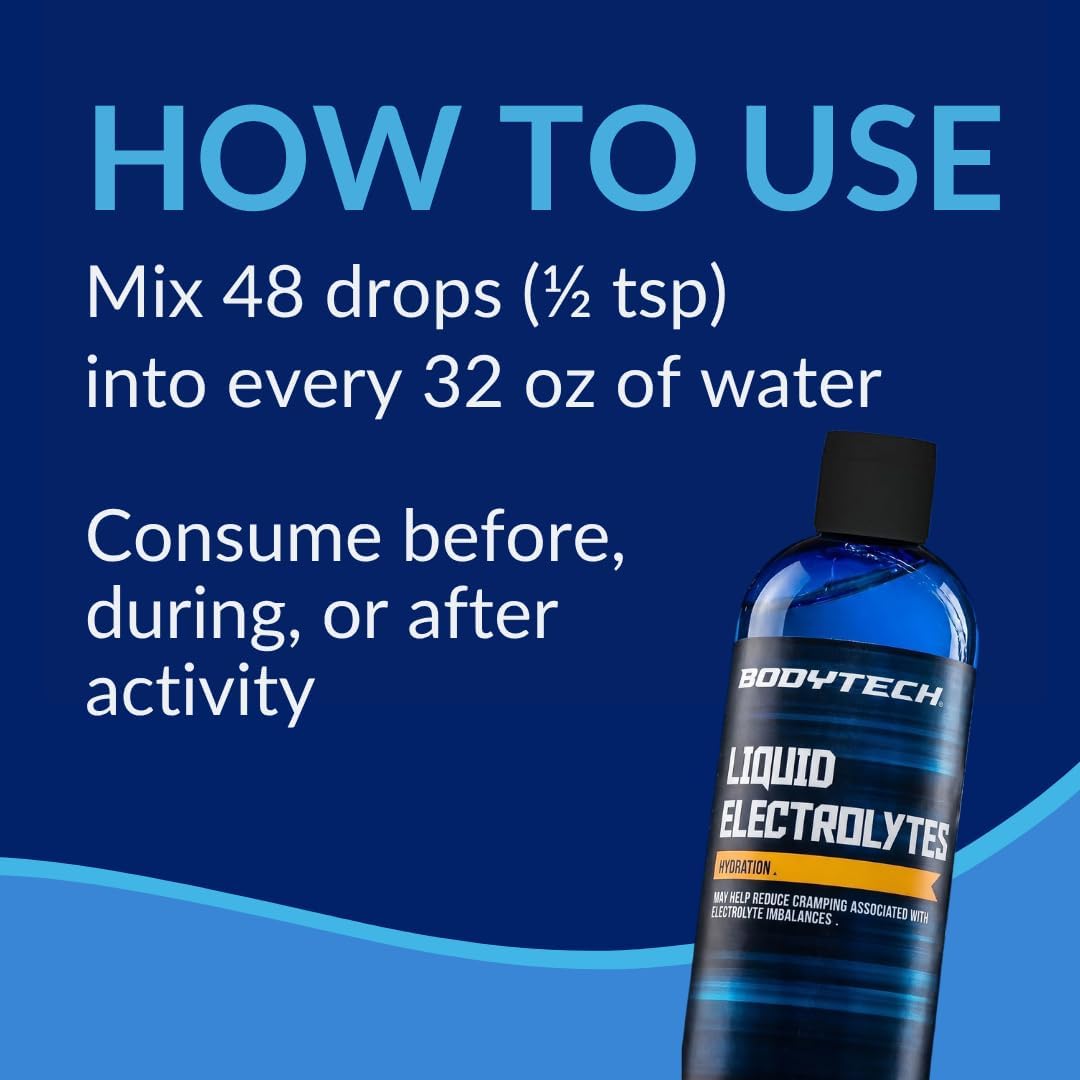 BodyTech Liquid Electrolytes Drops, Unflavored, 8 Fl Oz, 96 Servings | Hydration Concentrate with ConcenTrace Trace Minerals