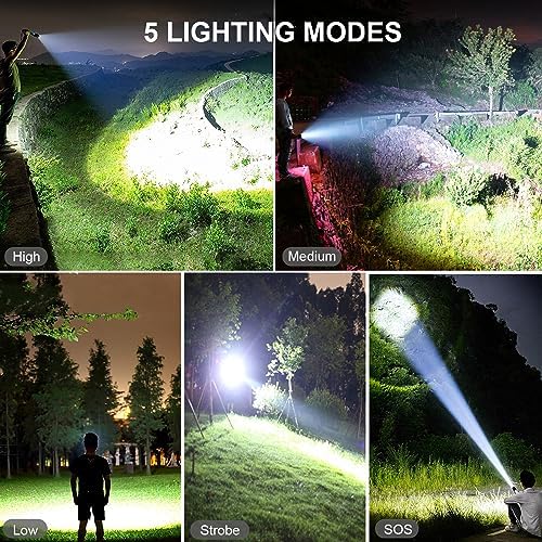 Lylting Rechargeable LED Flashlights High Lumens, 99, 000 Lumens Super Bright Flashlight with 5 Modes & Waterproof