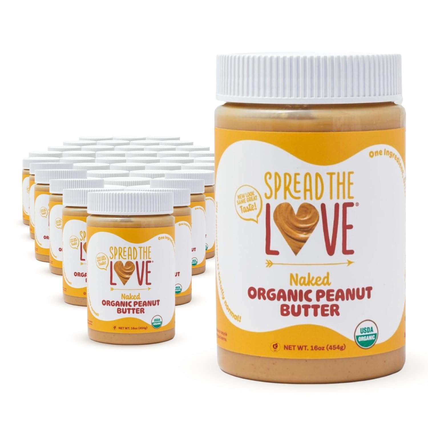 Spread The Love NAKED Organic Peanut Butter, 16 oz Jar, 1 Pack