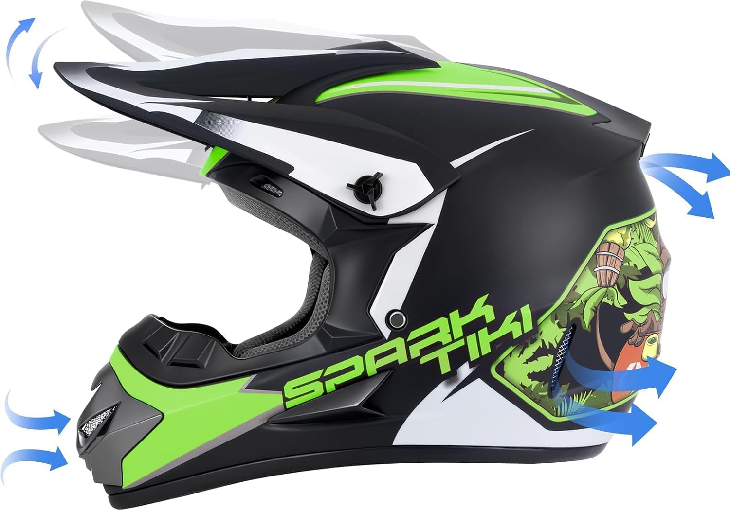 Youth Kids Dirt Bike Motocross Helmet DOT Approved Cool Tiki Graphic