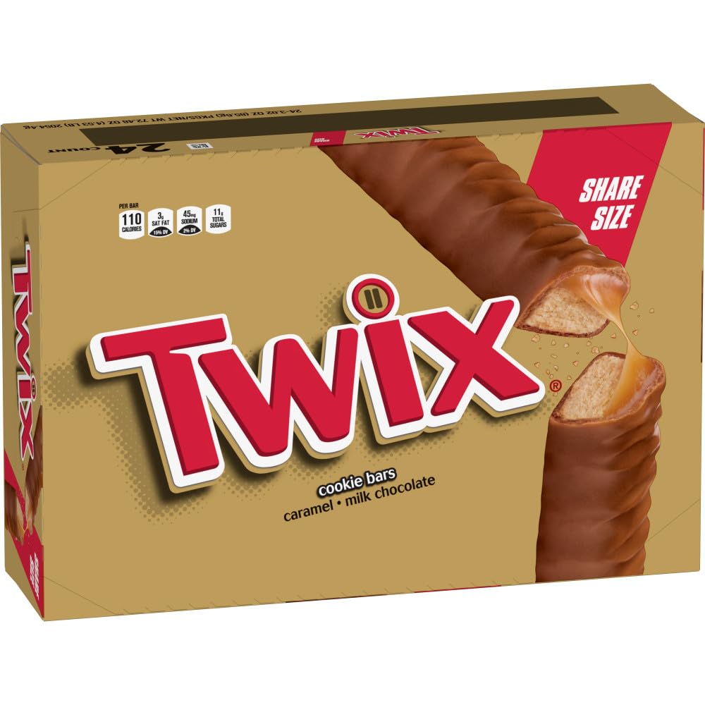 TWIX Full Size Milk Chocolate Caramel Cookie Candy Bars, Bulk, 36 ct | Crunchy cookie and chewy caramel in full size bars individually wrapped, for party favors, sharing, movie nights, gift box