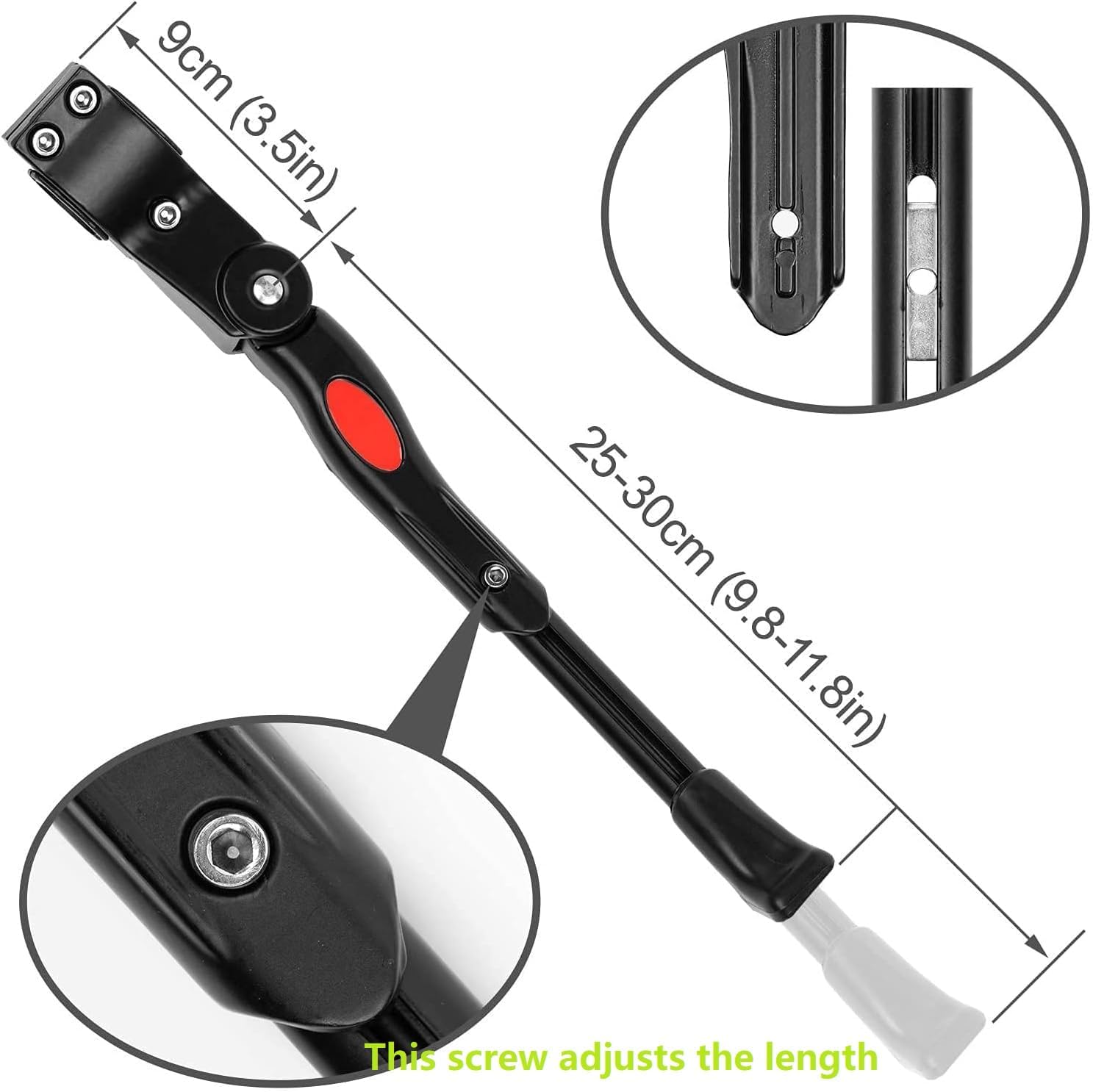 Bike Kickstand, Adjustable Aluminum Alloy, 20" 24" 26", Black | For Road Mountain Bike