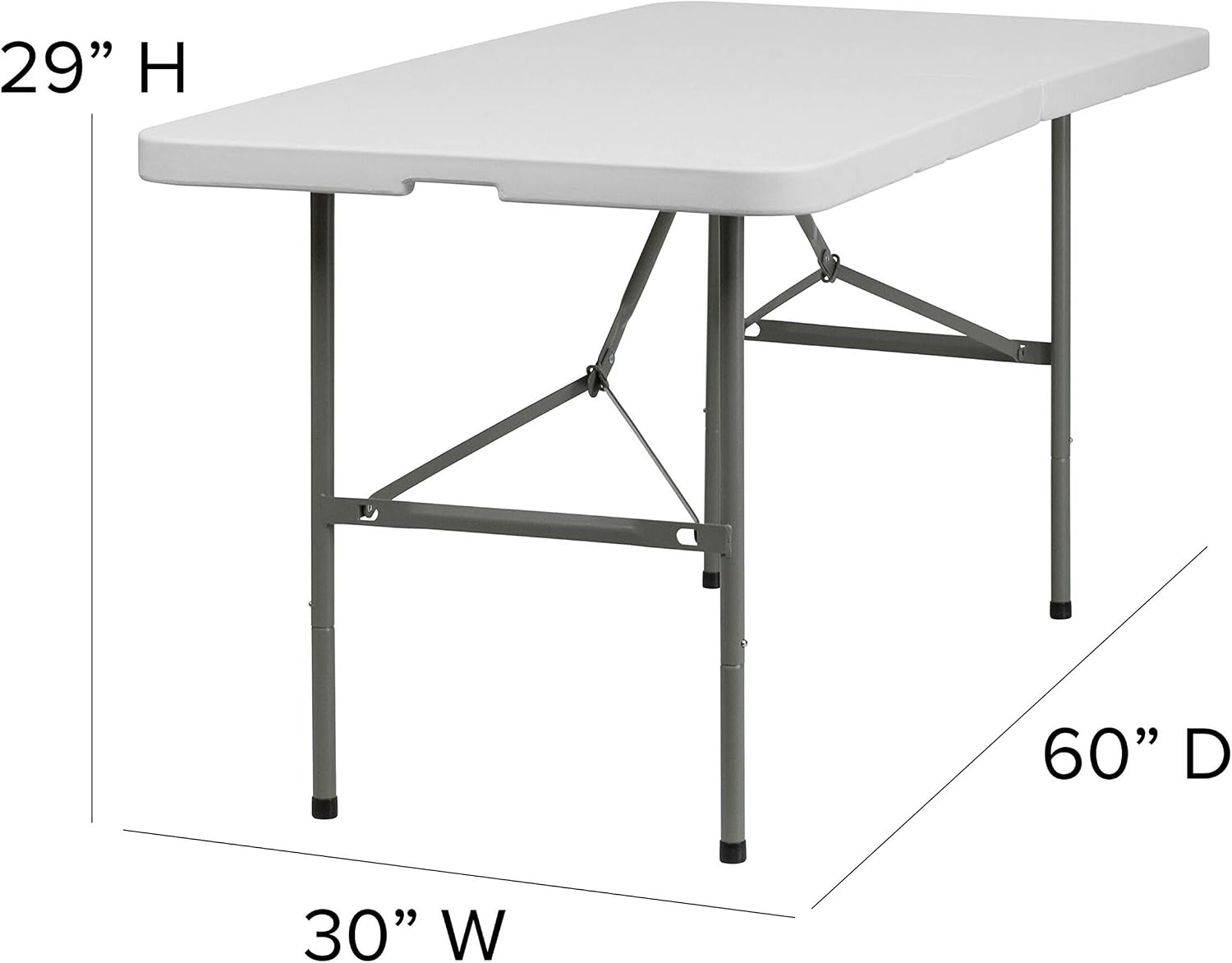 Flash Furniture 5-Foot Bi-Fold Granite White Plastic Folding Table | Lightweight, Easy Storage, Commercial Grade, Carrying Handle