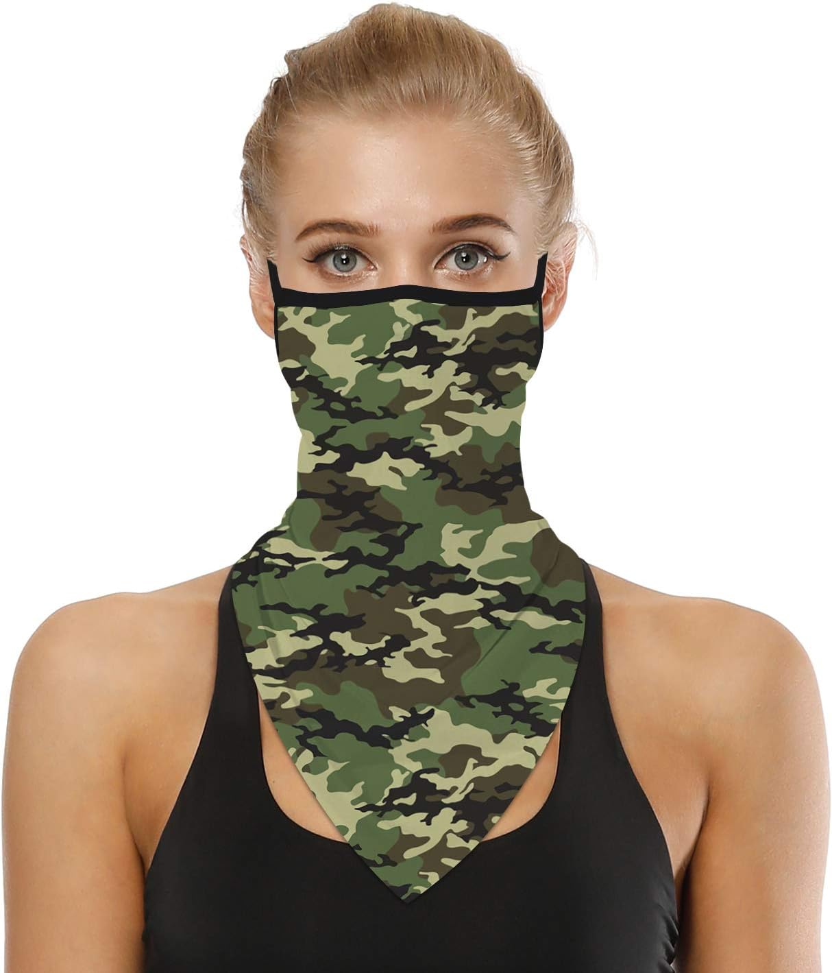 YAYOUREL Neck Gaiter Face Mask Bandanas for Men Women UV Face Scarf Cover Ear Loop Hole Facemask for Fishing Running Cycling