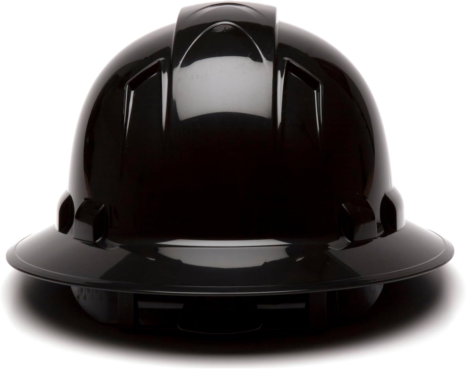 Pyramex Ridgeline Full Brim Hard Hat 4 Point Ratchet White | Full-brim sun & rain protection, HDPE shell, Ratchet suspension, Construction & utility, ANSI Z89.1 Type I Class C/G/E