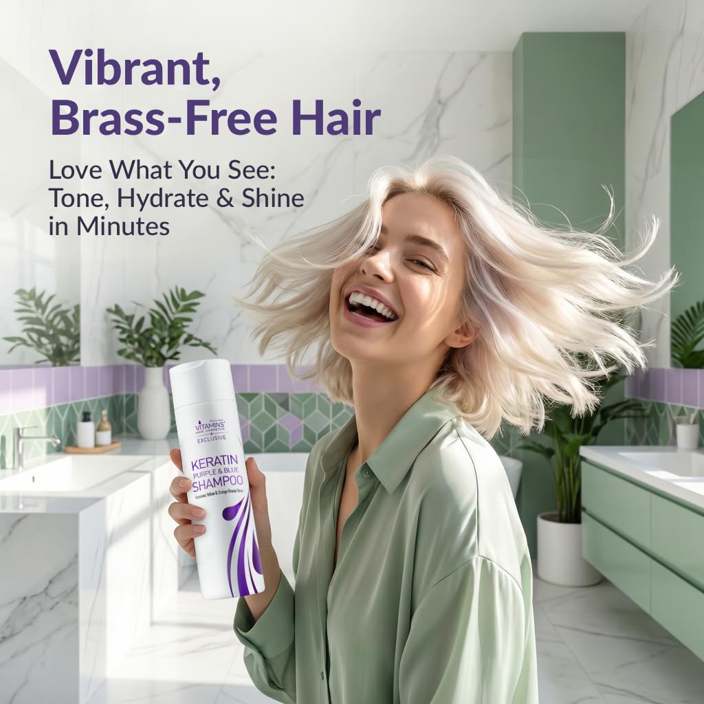 VITAMINS hair cosmetics Keratin Purple Blue Shampoo Anti Brass for Blondes