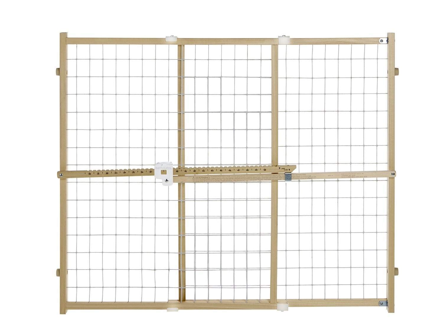 Toddleroo by North States - Quick-Fit Extra-Wide Wire Mesh Wooden Baby Gate: Pressure Mounted Baby Gate for Doorways - Adjustable 29.5 to 50 Inches