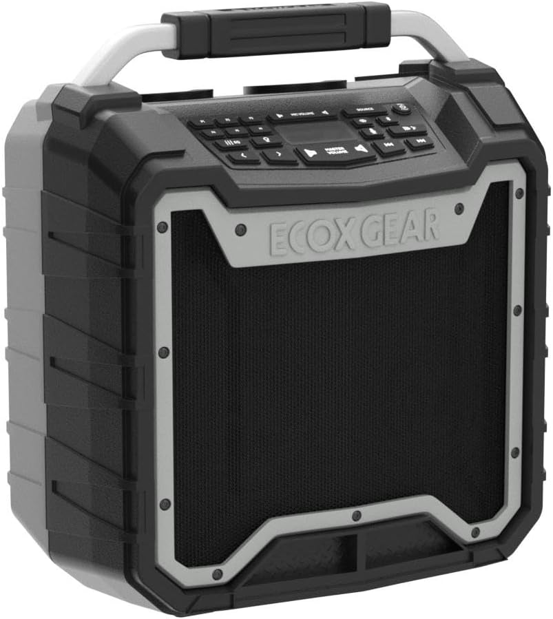ECOXGEAR EcoTrek Rugged Waterproof Floating Portable Bluetooth Wireless 100 Watt Stereo Smart Speaker and PA System (Gray)