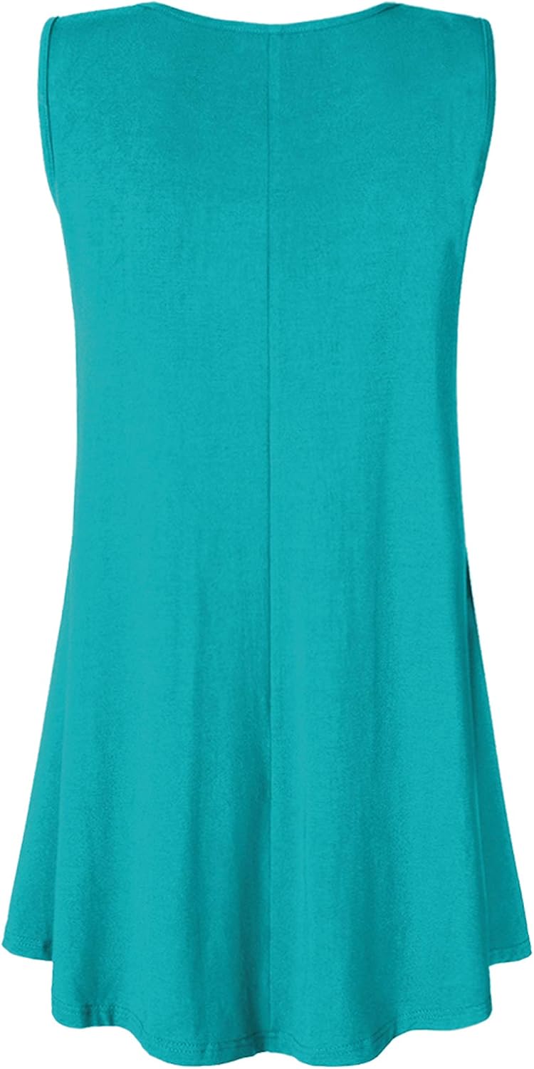 Lock and Love Women Solid Short Sleeve/Sleeveless Tunic for Leggings Swing Tunic Flare Tank Tops S-5XL Plus Size Made in USA