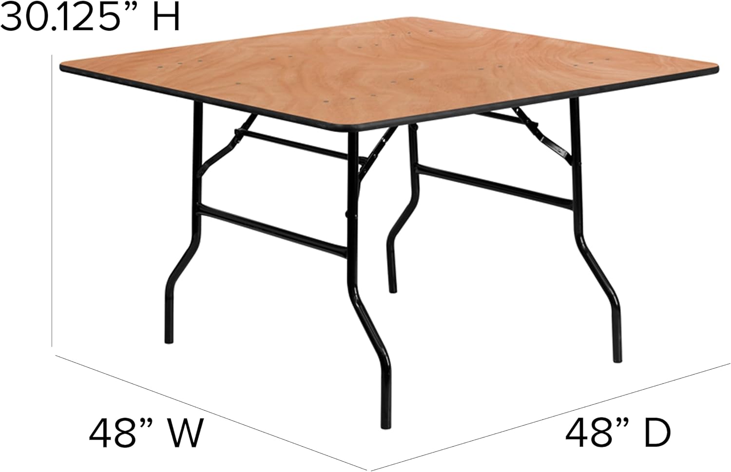 Flash Furniture 4 ft Wood Folding Square Banquet Table | Durable Construction, Commercial Use