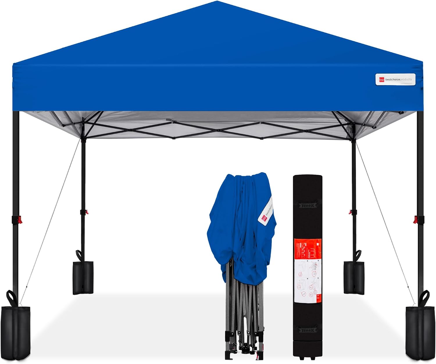 Best Choice Products 10x10ft Pop Up Canopy Tent, Outdoor Shade, 1 Person 1 Minute Set Up, Carry Case, 4 Weight Bags - White