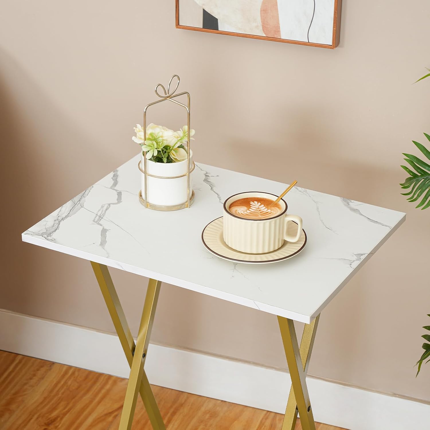 HOOBRO Folding TV Table, TV Tray, Stable Snack Table for Small Space, Portable Sofaside Desk, Easy Assembly and Storage
