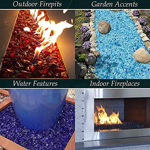 Margo Outdoor Living 20 lb 1/4" Caribbean Blue Reflective Fire Glass for Natural or Propane Fire Pit Fireplace Tempered Glass
