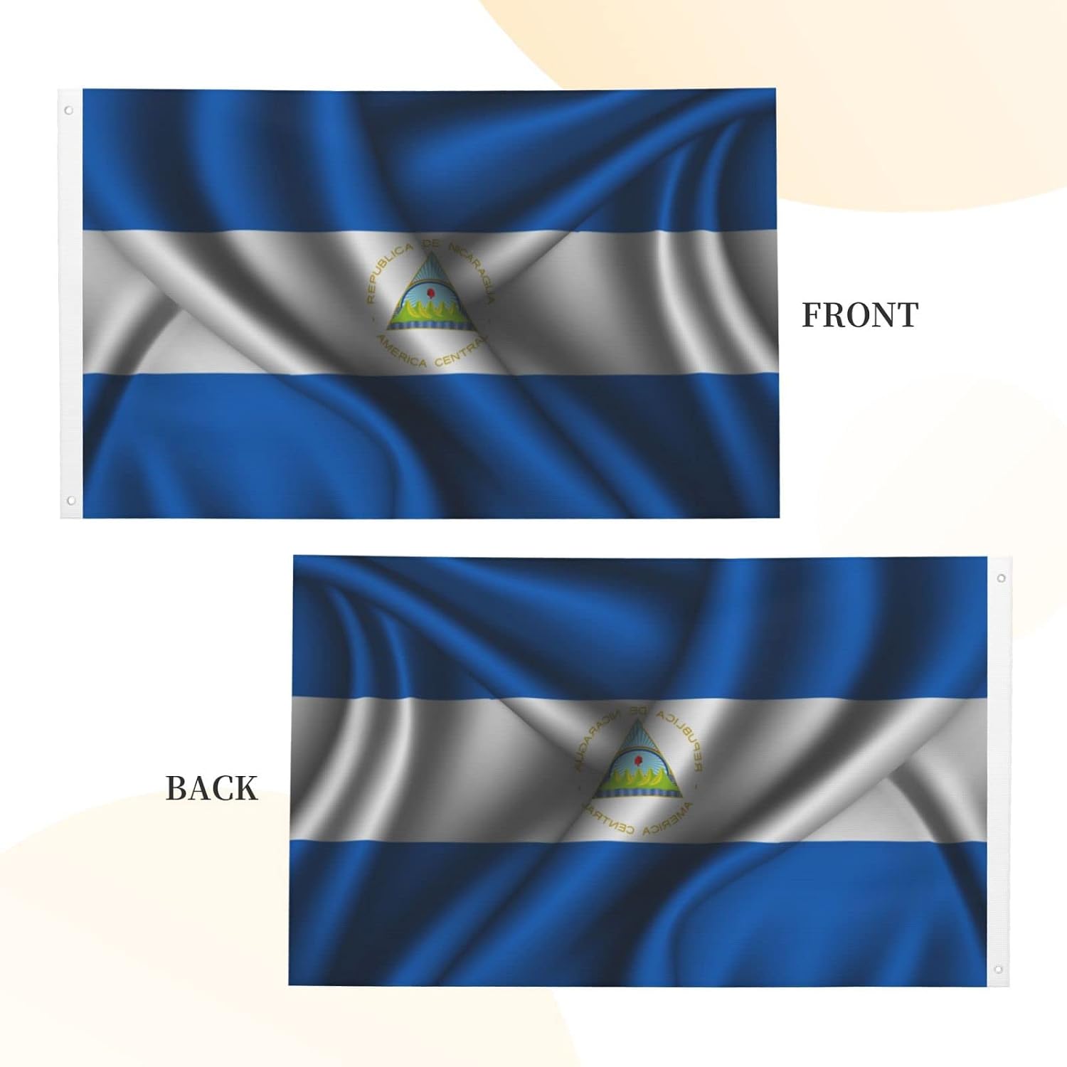 Double Sided Silk Style Flag Of Nicaragua Flag 3x5 FT Outdoor Flags Banners Durable Patio Indoor Decorative Flags Home Party Welcome Flag 3by5 Flag