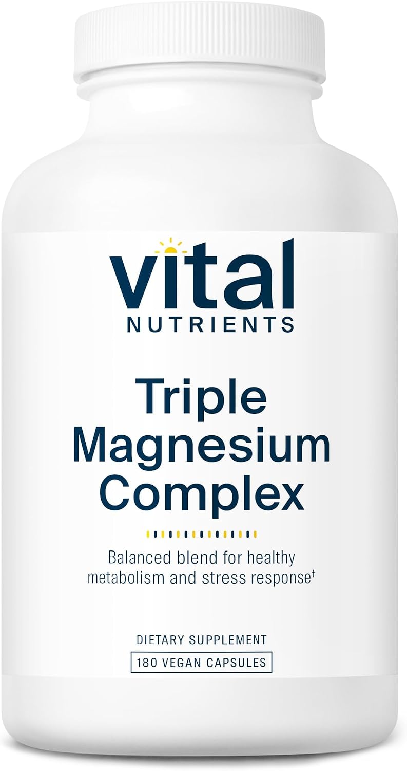 Vital Nutrients Triple Magnesium Complex Supplement | Vegan Magnesium Glycinate, Malate & Oxide 250mg | Easily Absorbed Magnesium Supplement for Stress, Muscle, Heart, Bone Support | 90 Capsules