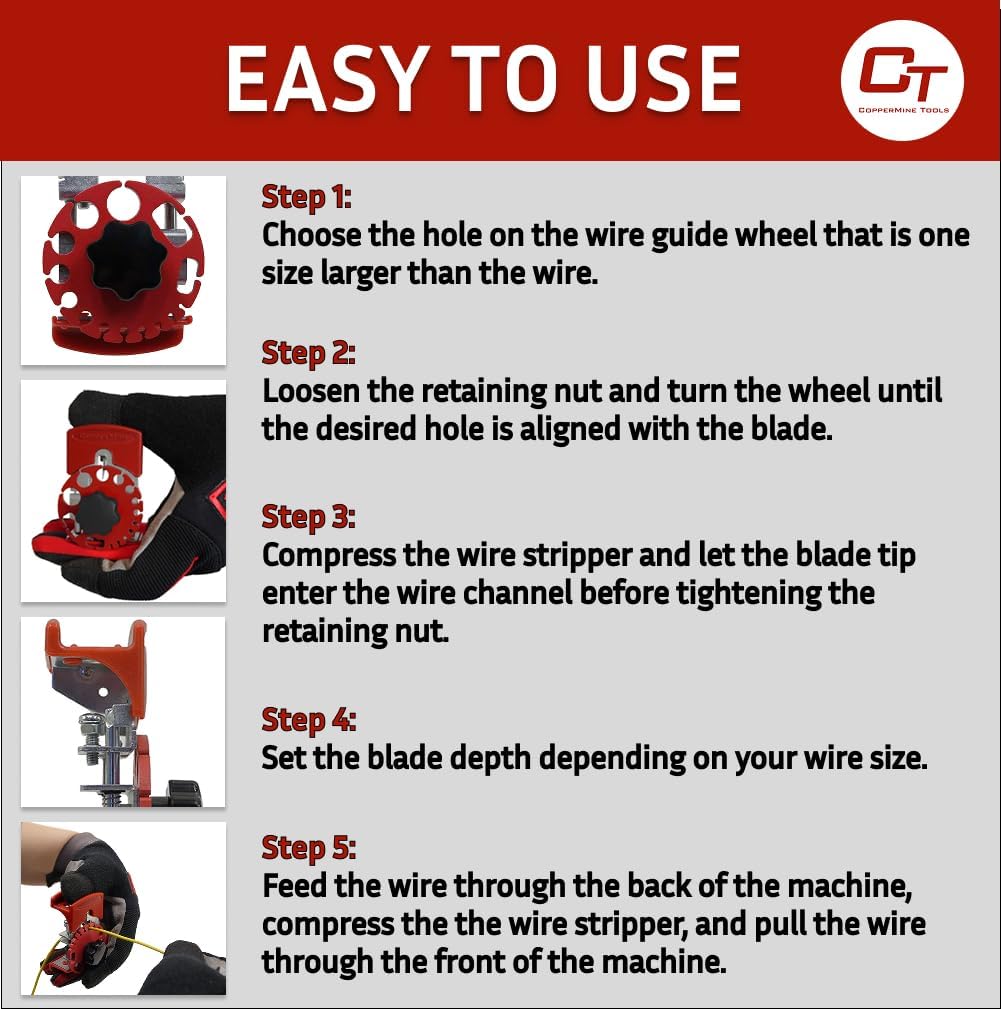 CopperMine CT-102 Manual Copper Wire Stripper Tool, Portable Handheld Wire Stripping Tool for Scrap Copper Recycling