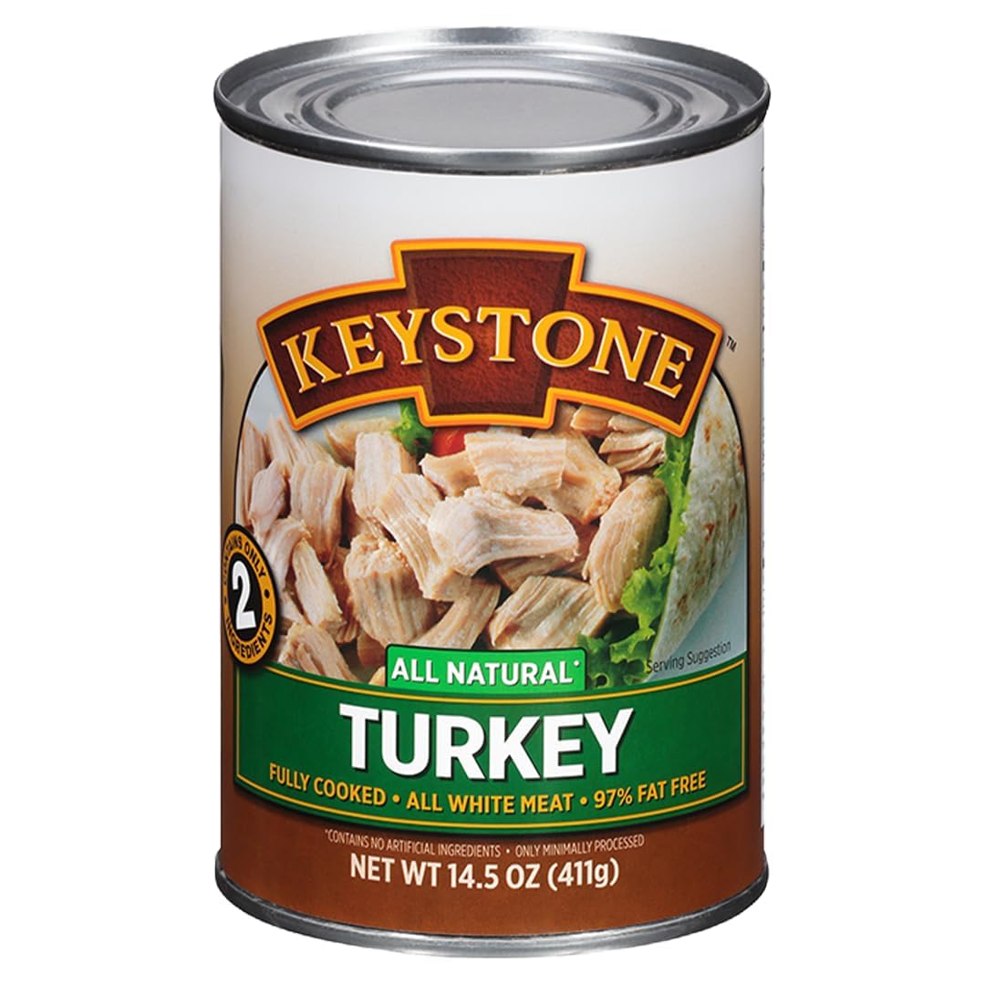Keystone Meats All Natural Heat and Serve Ground Beef 14 Oz Fully Cooked Canned Meat Shelf Stable Emergency Survival Canned Food Ready to Eat No Preservatives Gluten Free Made in USA Pack of 2