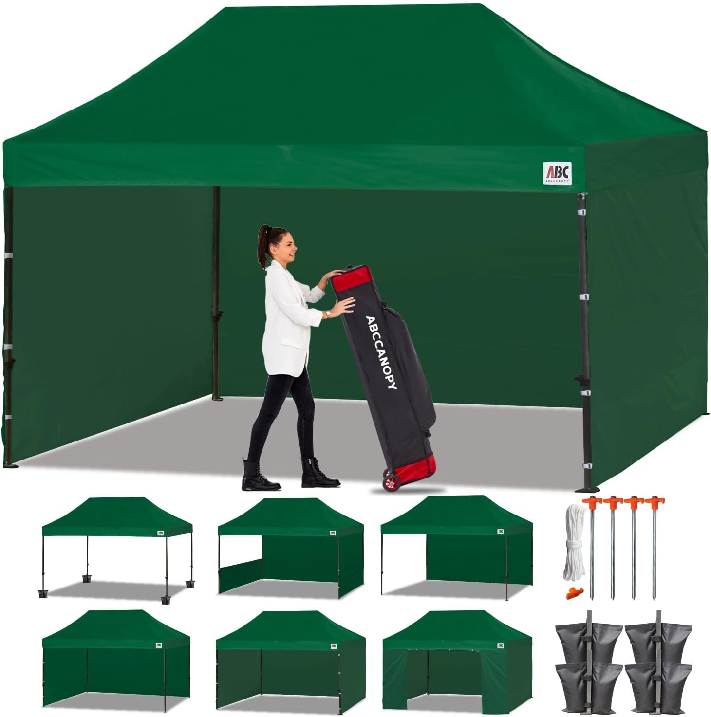 ABCCANOPY Heavy Duty Easy Pop up Canopy Tent with Sidewalls 10x20, Turquoise
