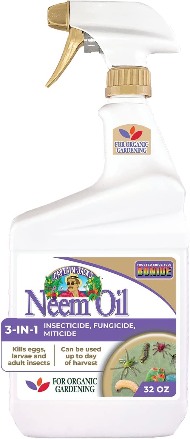 Bonide Captain Jack's Neem Oil, 32 oz Ready-to-Use Spray, Multi-Purpose Fungicide, Insecticide and Miticide for Organic Gardening | Multi-Purpose Fungicide, Insecticide and Miticide, For Plants, For Organic Gardening