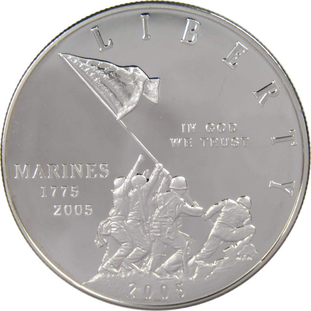 2005 P Marine Corps 230th Anniversary Commemorative Silver $1 Proof | Collectible Coin: Commemorative Dollar, 2005-P, Marine Corps 230th Anniversary