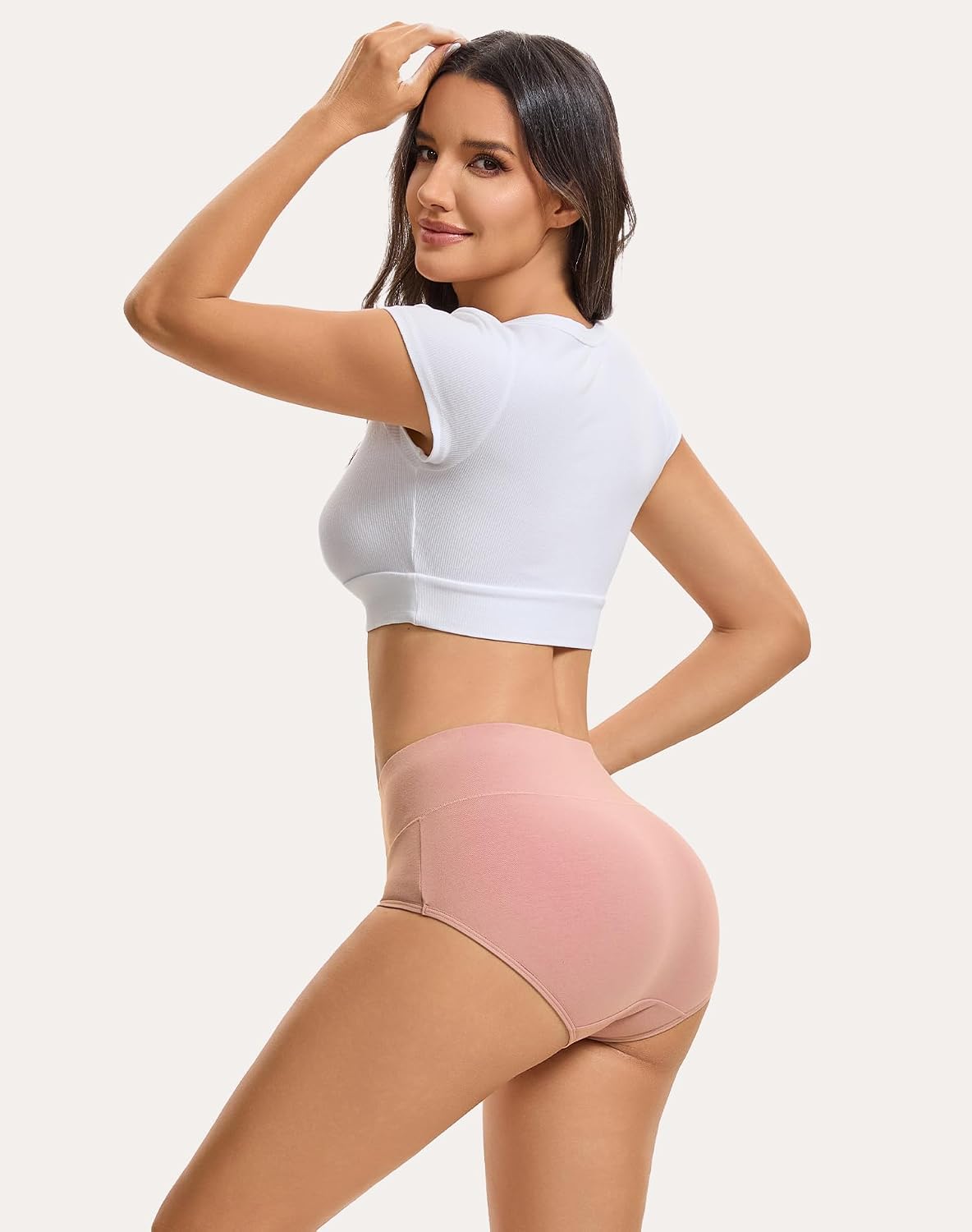 INNERSY Women's High Waisted Underwear Cotton Panties Regular & Plus Size 5-Pack
