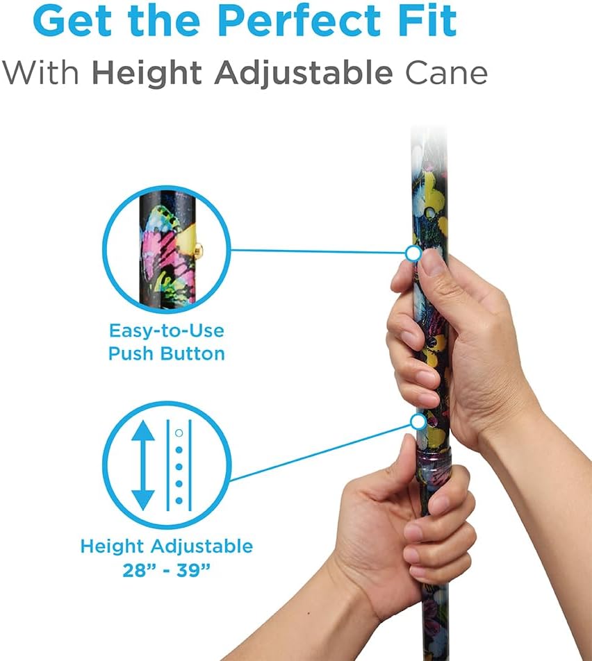 NOVA Offset Walking Cane for Seniors, Men & Women – Lightweight Adjustable Walking Cane with Soft Foam Grip, Wrist Strap