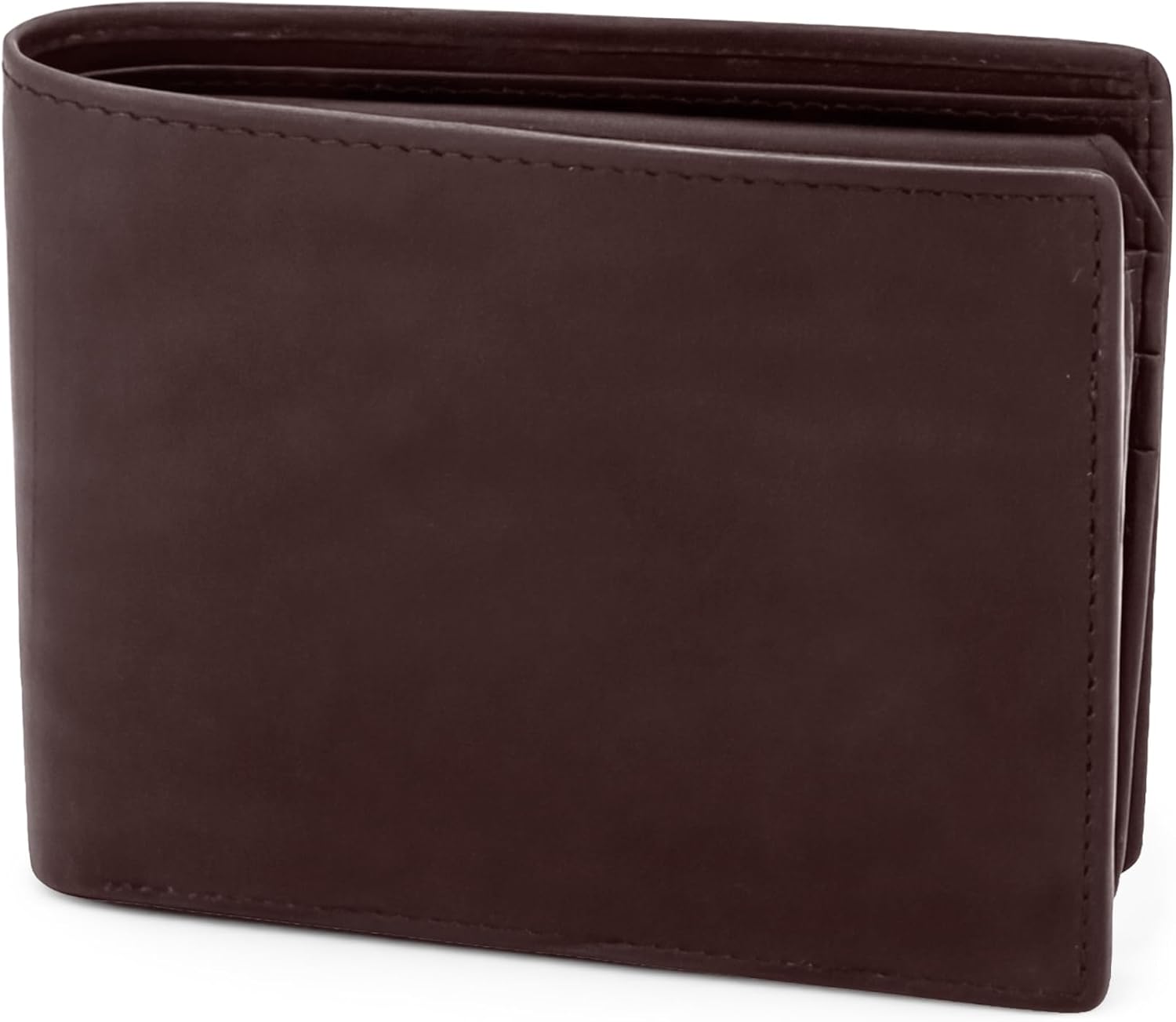 Genuine Bison Leather Wallet for Men, RFID Slim, Brown | Genuine bison leather wallet for men with RFID blocking and curved front pocket fit. Rugged slim everyday carry, brown.