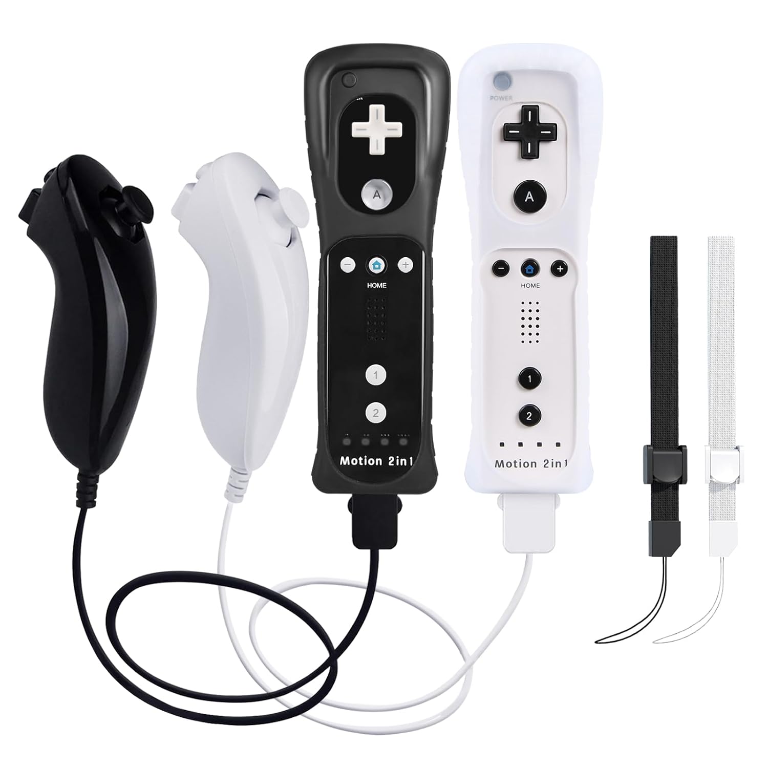 TechKen 2 Pack Wii Controllers with Wii Motion Plus Inside | Shock Wii Nunchuk Controller | Compatible Nintendo Wii, Motion Plus Wii Controller