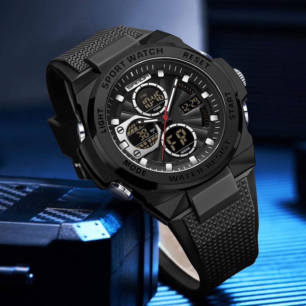 FANMIS Men's Digital Sport Watch Military LED Alarm Waterproof Quartz Watch | Tactical Outdoor Sport Watch Multi Function Led Display Alarm Stopwatch Date Quartz Rugged Style Daily Water Resistance