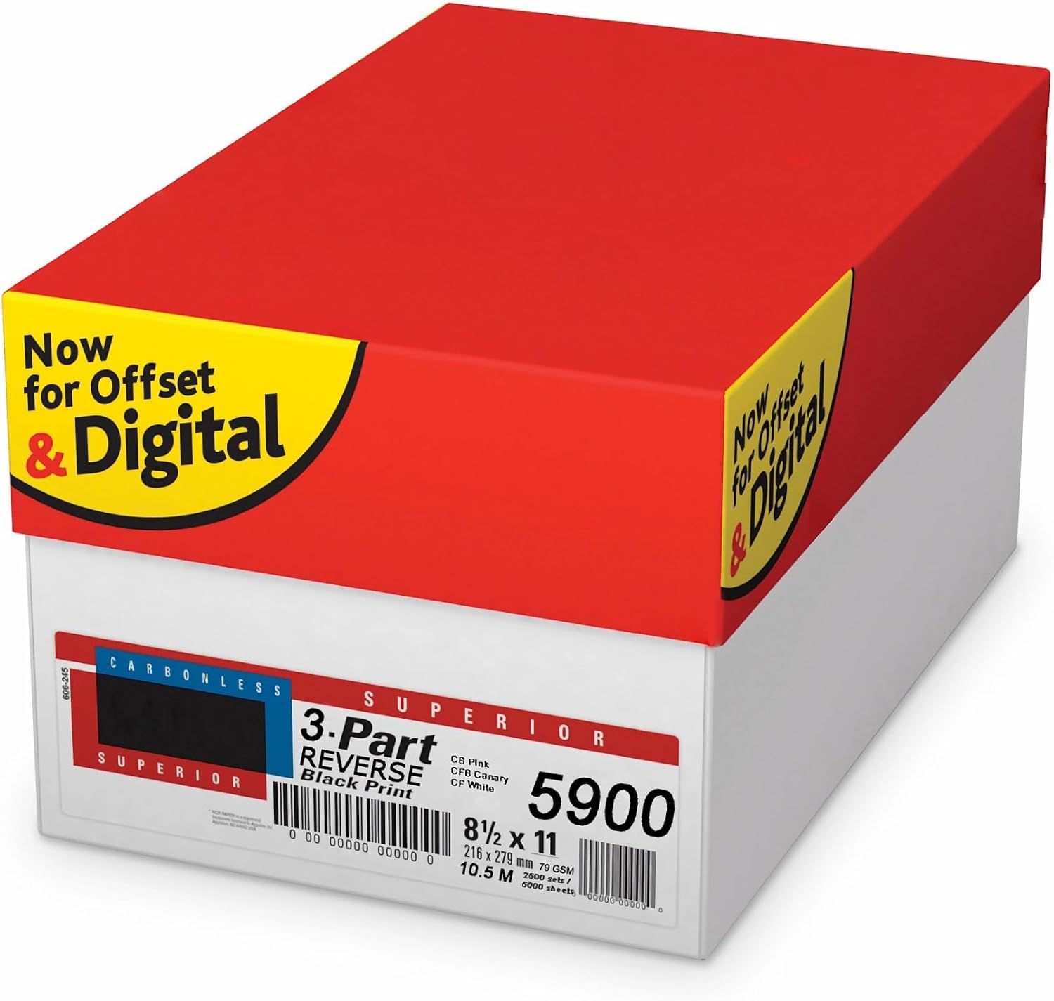 Superior 8.5 x 11 Carbonless Paper, 3 Part Reverse (Pink/Canary/Bright White), 1340 Sets (4000 Sheet) I 8 Reams