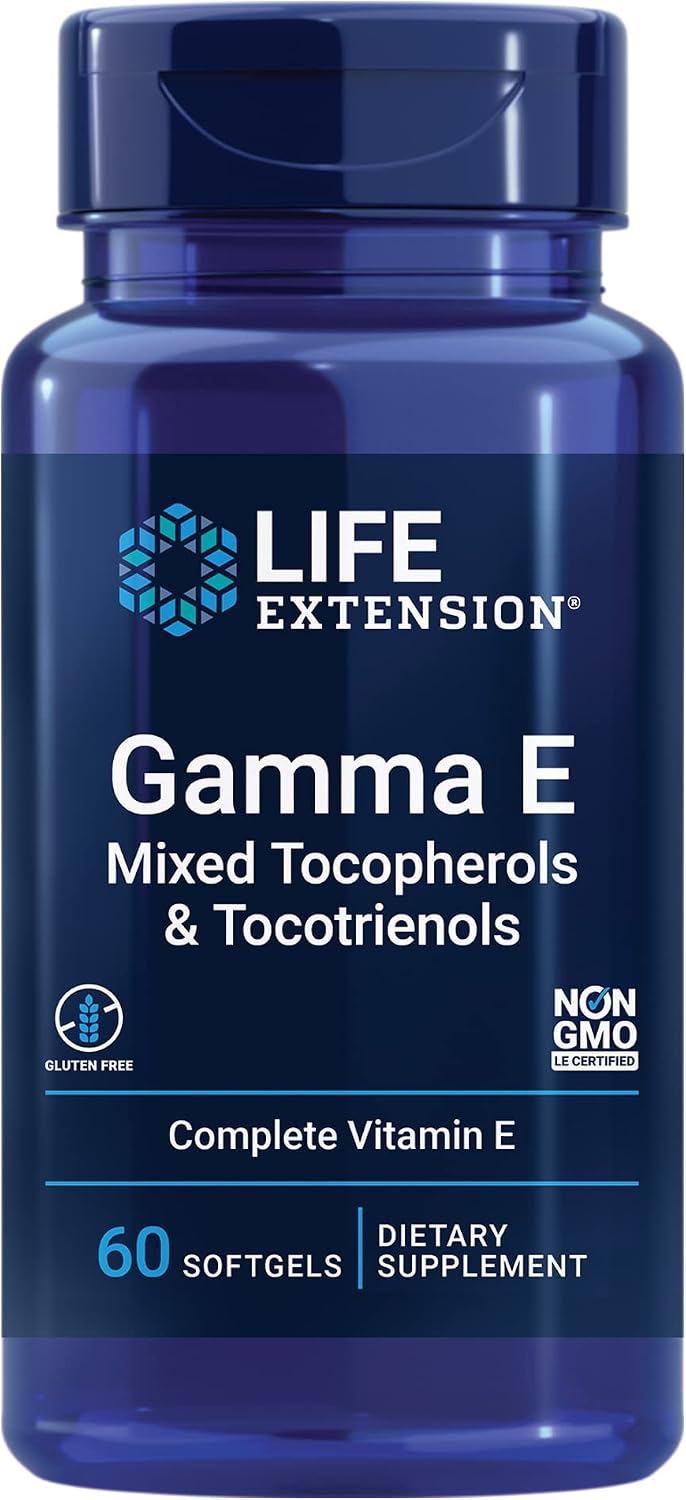 Life Extension Gamma E Mixed Tocopherols & Tocotrienols – Complete Vitamin E Spectrum, Antioxidant Protection – Non-GMO, Gluten-Free – 60 Softgels | Complete Vitamin E Spectrum with Mixed Tocopherols & Tocotrienols for Antioxidant Protection, Non-GMO & G…