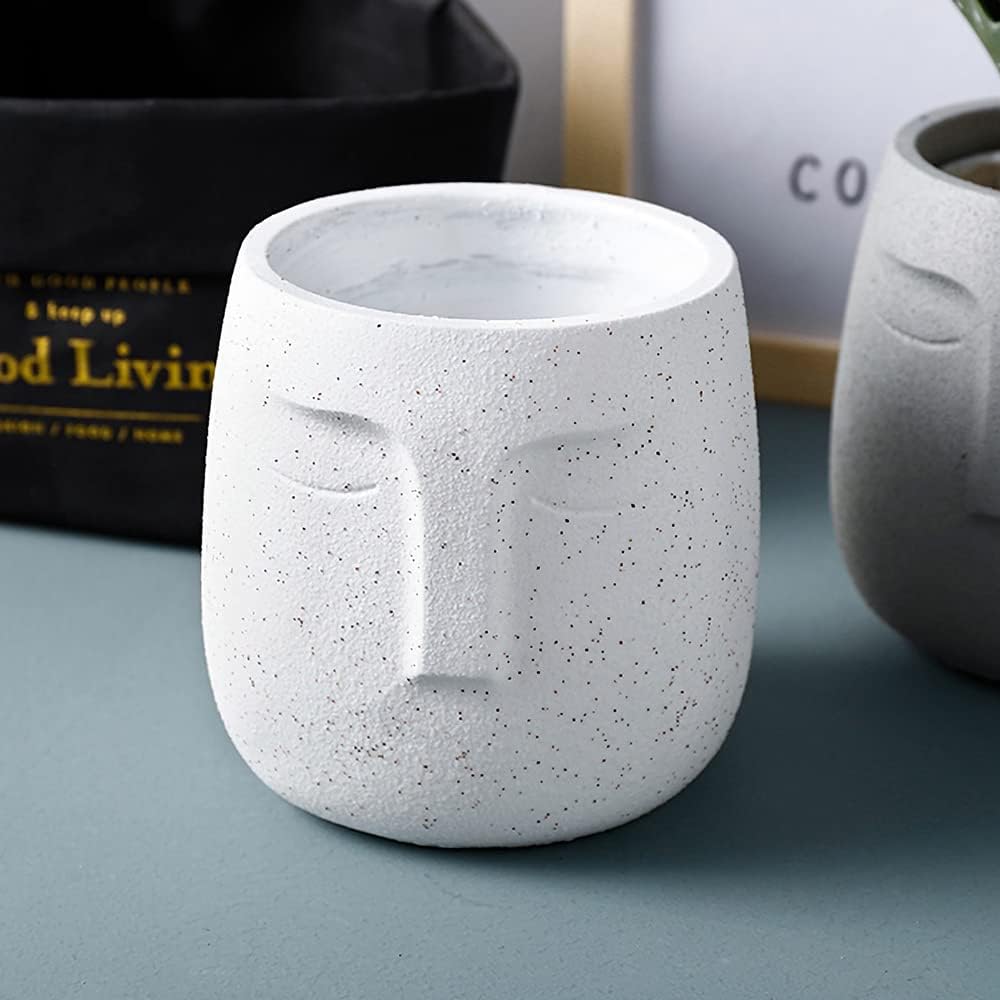 GeLive Head Plant Pot Succulent Planter with Drainage Hole Modern Statue Flower Pot Face Plant Vase Windowsill Box Art Home Decoration Indoor