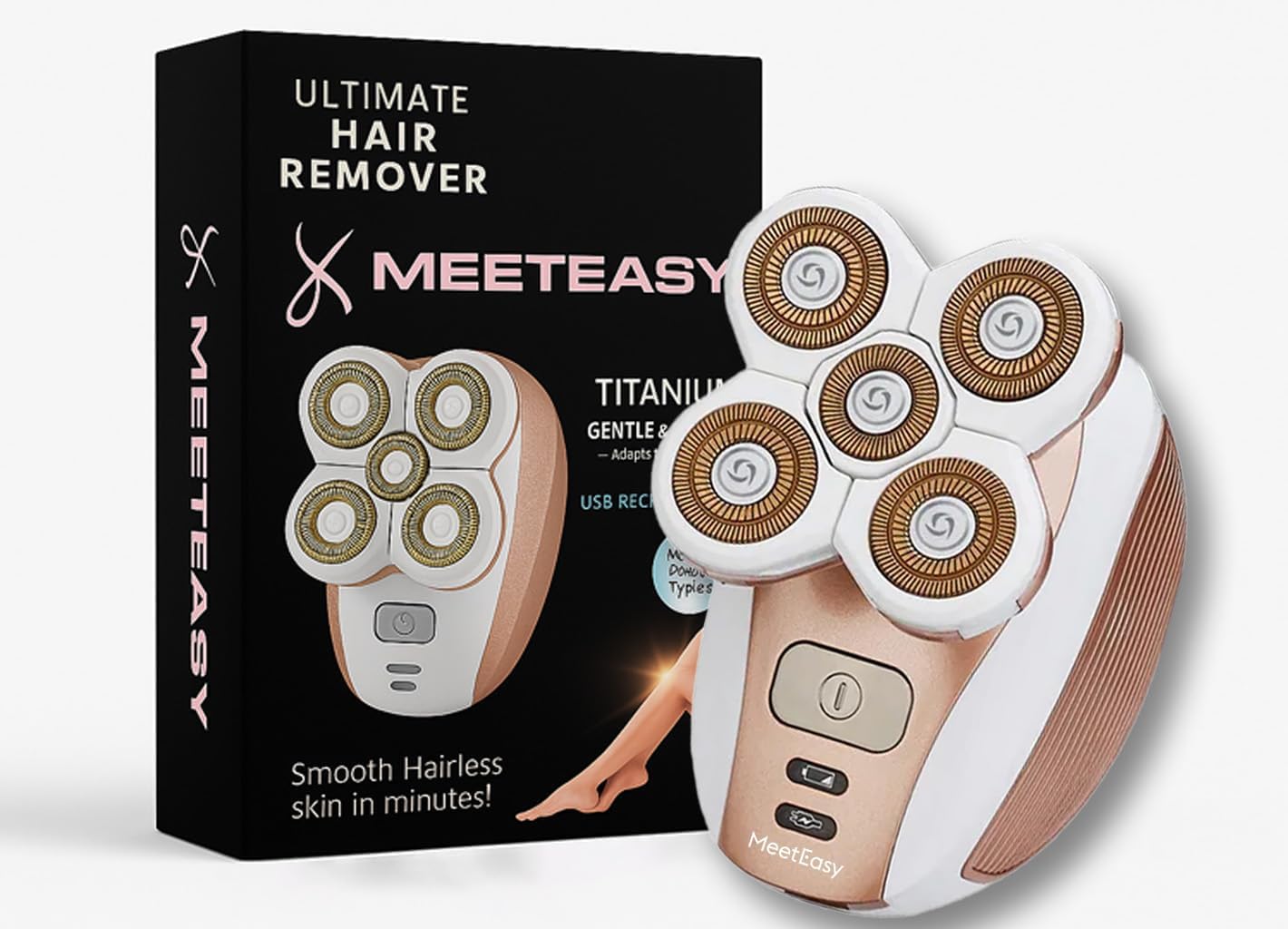 Electric Leg Shaver for Women, Painless Rechargeable Lady Razor