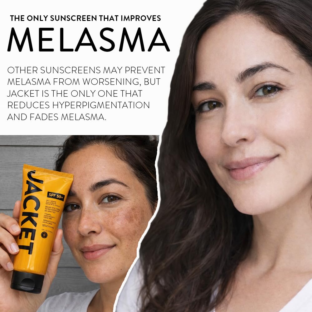 JACKET Sunscreen SPF 50+ | Mineral Sunscreen with Vitamin C | Water Resistant 80 Min, Natural