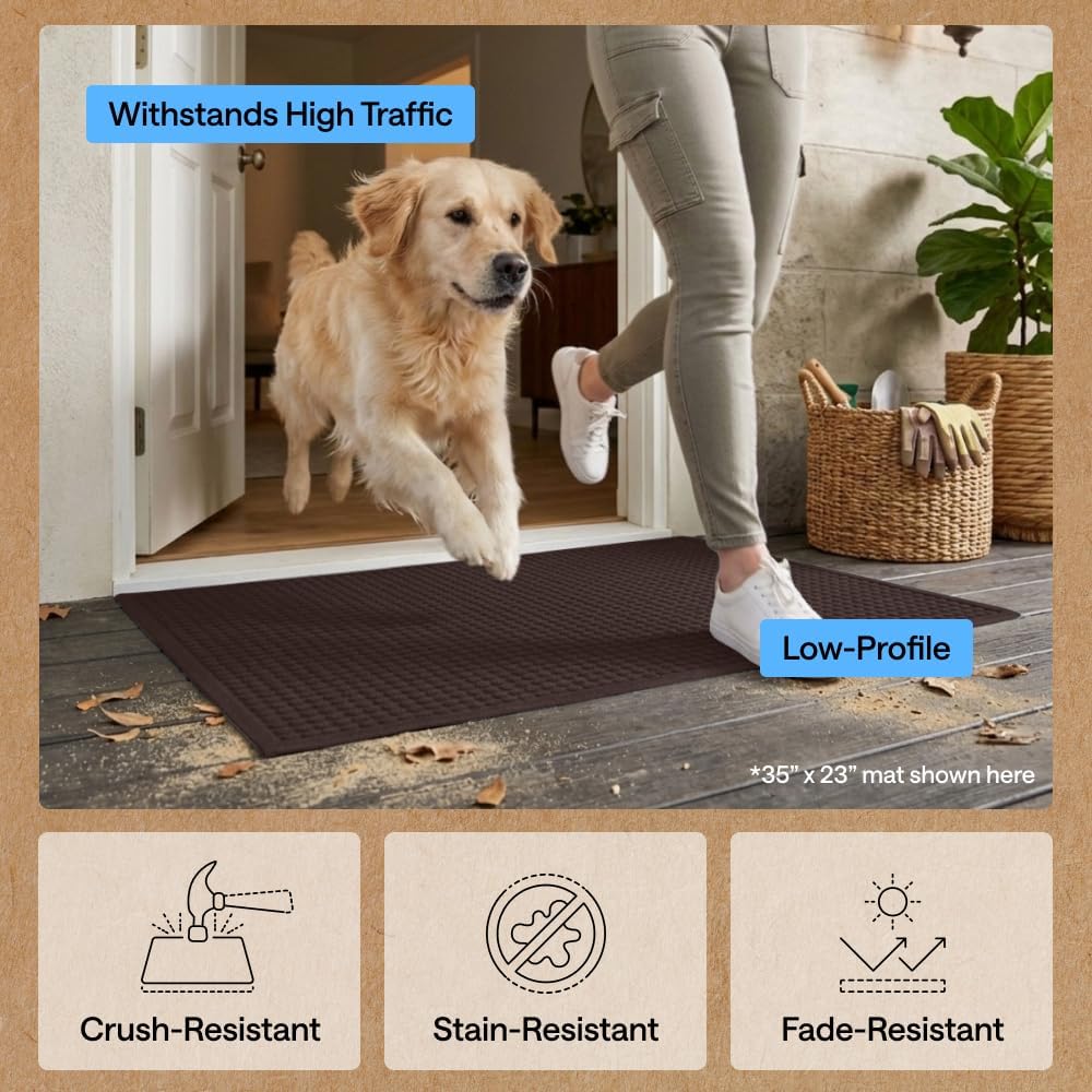 GORILLA GRIP® HydroABSORB Door Mat for Indoor Outdoor Use, 29x17 Black