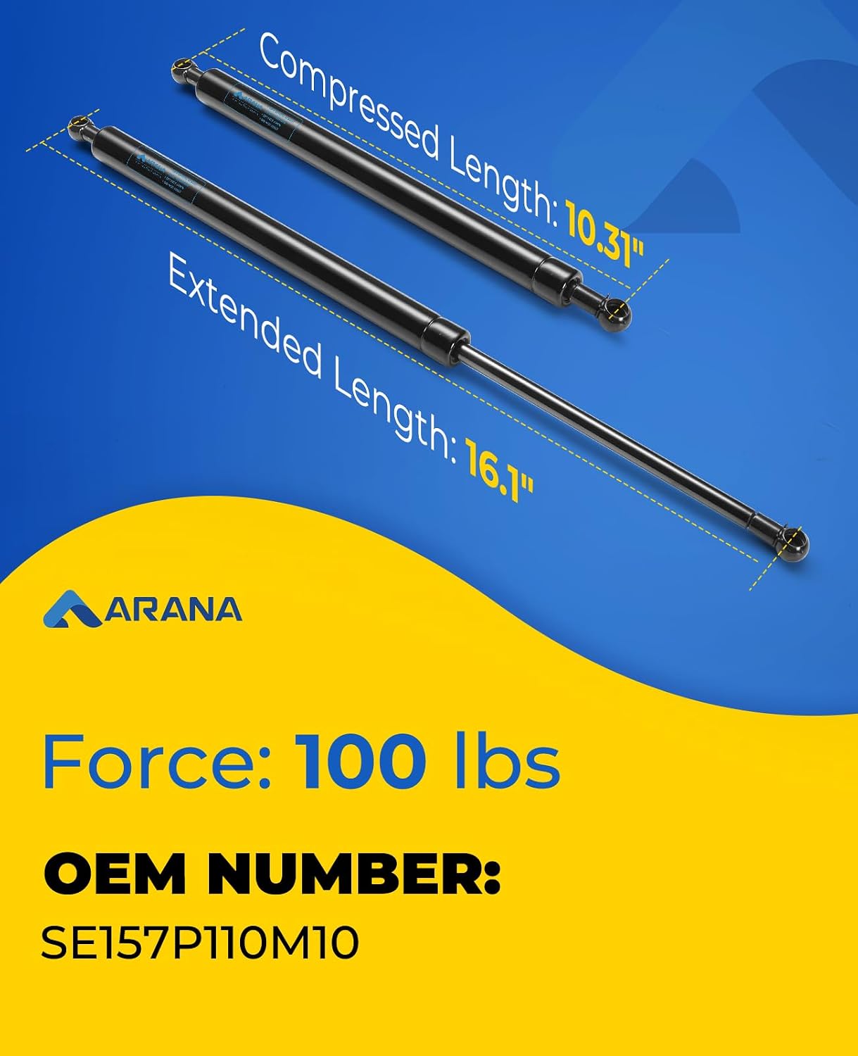 ARANA C16-11028 12 inch 40lb Gas Struts for Weatherguard Tool Box, 2PCS