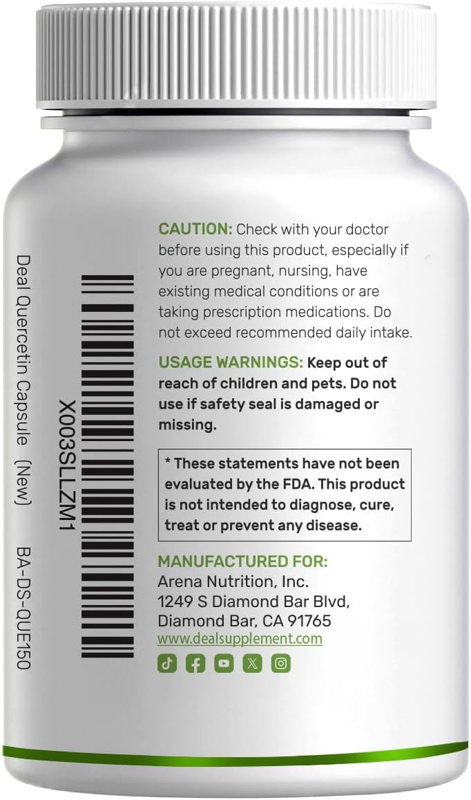 DEAL SUPPLEMENT Quercetin 1, 000mg Per Serving, 300 Capsules – Healthy Immune Support Supplements, High Bioavailable Flavonoids
